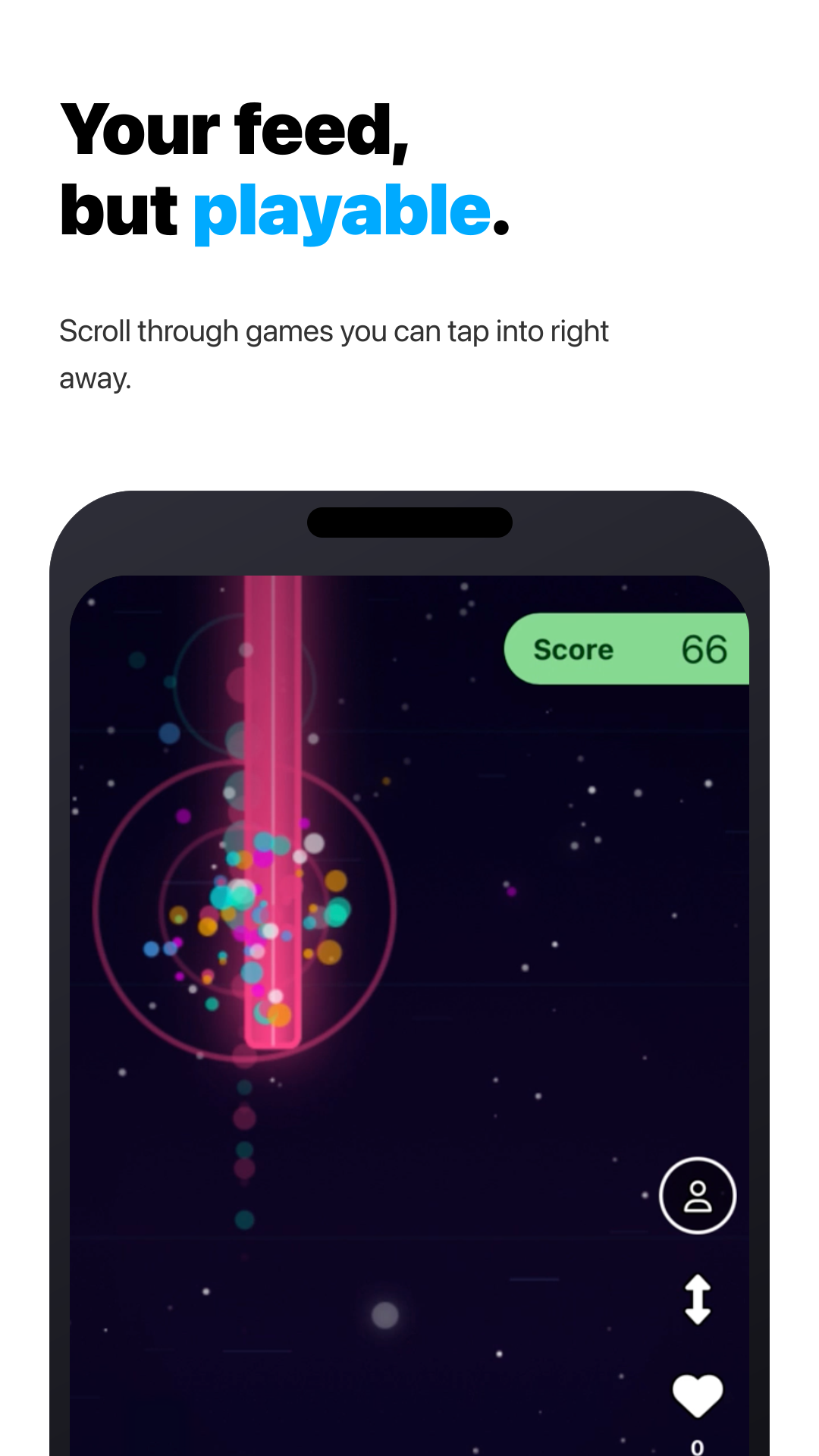 Bitloop playable feed you can scroll and tap into